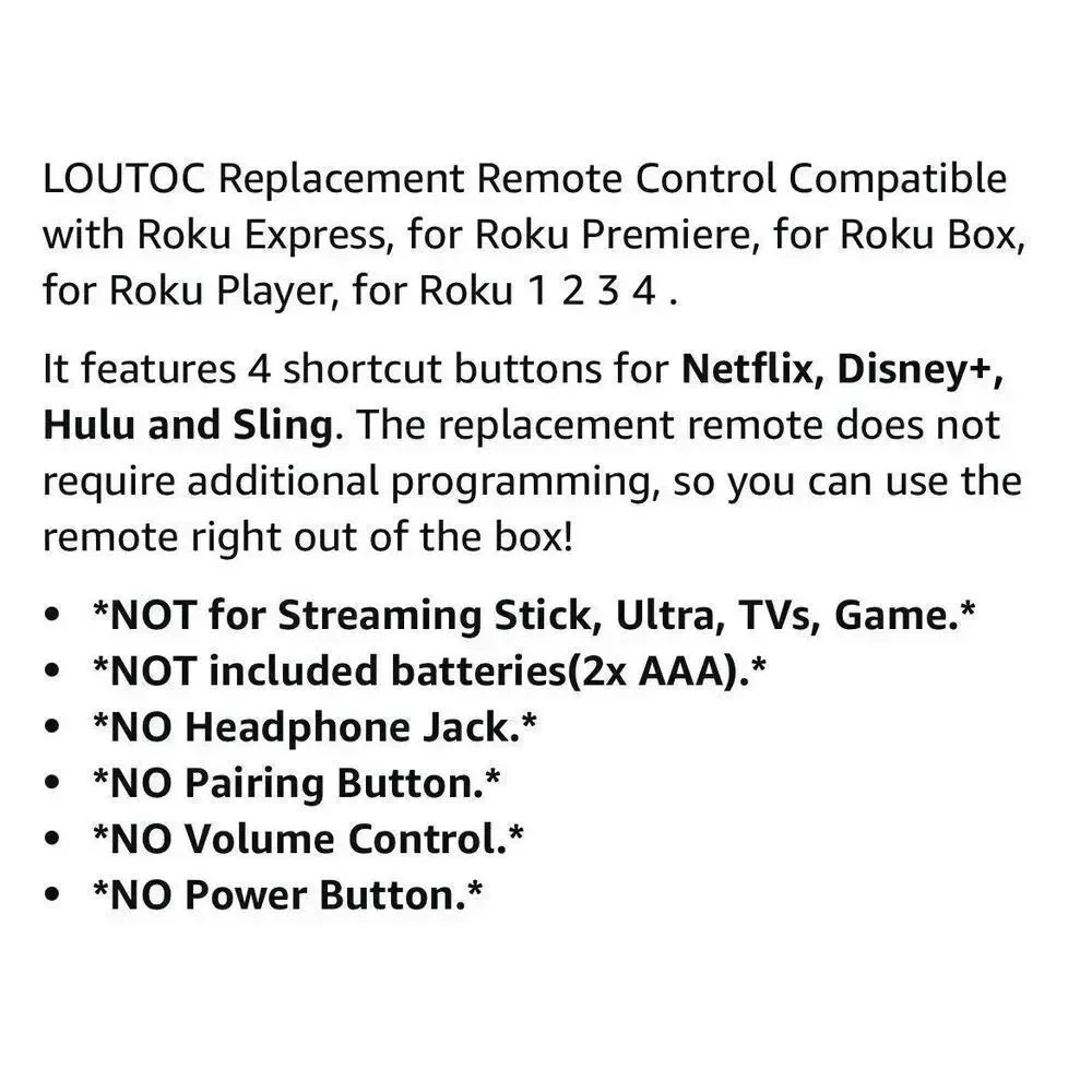 Universal Remote Control for Roku‎ 1234 Express Premiere Box Player Not Stick/TV - Picture 8 of 10